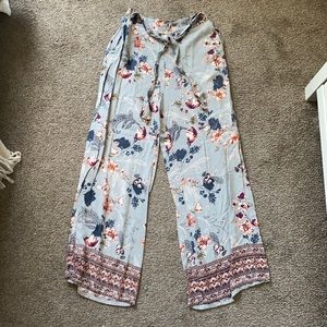 Angie flowy wide leg floral boho blue pants M